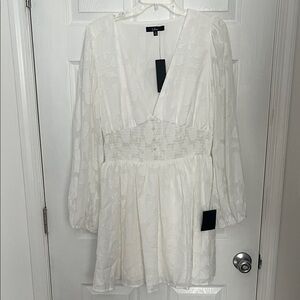 Lulu's White Floral Long Sleeve Dress NWT